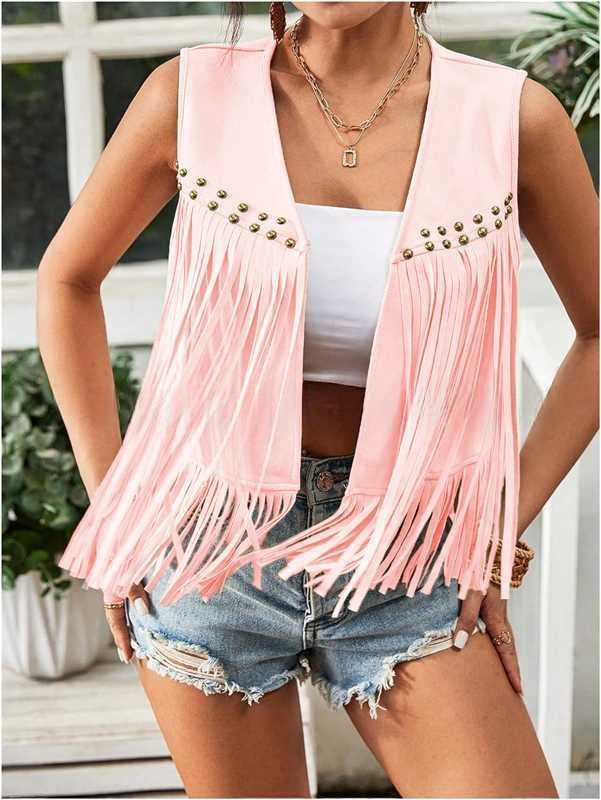Cardigan en Daim à Franges - Style Artistique & Rétro