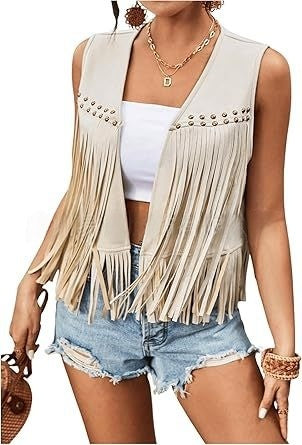Cardigan en Daim à Franges - Style Artistique & Rétro
